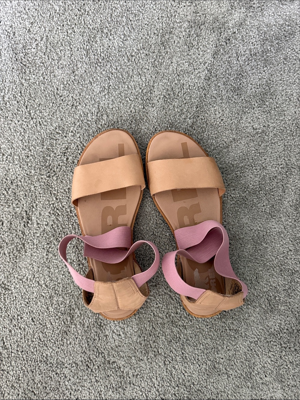 Sorel Women's Two-Tone Pink and Tan Elastic Strap Sandals